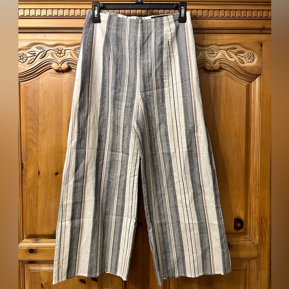 Blue Blush Pants - Blue Blush Striped Black White & Brown Extra Wide Leg Women’s Pants